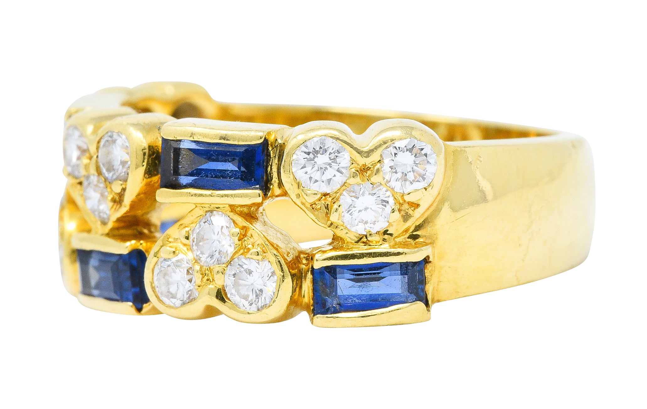 Tiffany & Co. 1.25 CTW Diamond Sapphire 18 Karat Gold Heart Band RingRing - Wilson's Estate Jewelry