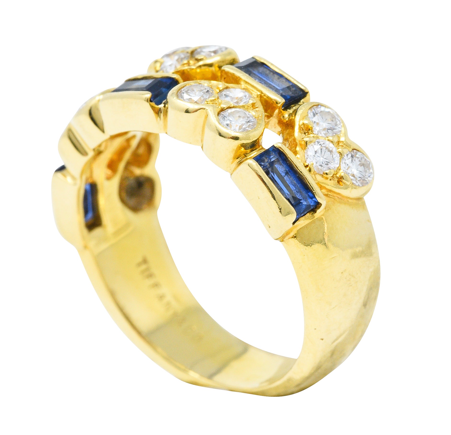 Tiffany & Co. 1.25 CTW Diamond Sapphire 18 Karat Gold Heart Band RingRing - Wilson's Estate Jewelry