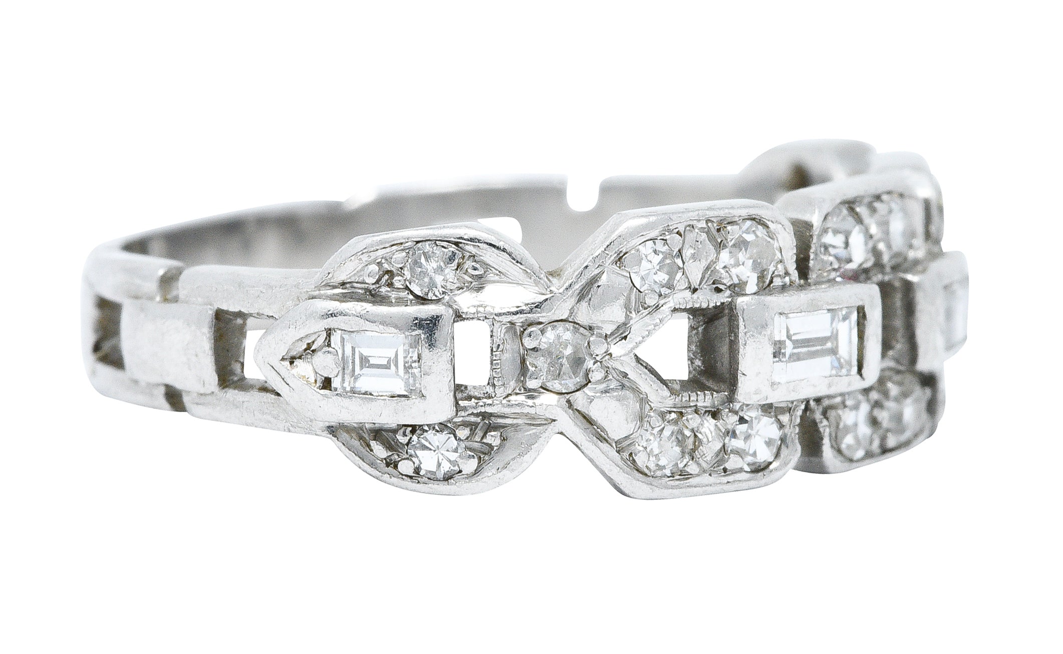 Art Deco 0.60 CTW Diamond Platinum Buckle Band RingRing - Wilson's Estate Jewelry