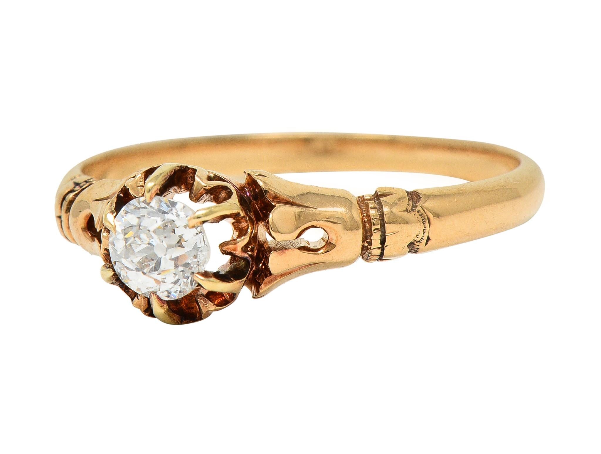 Victorian 0.30 CTW Old Mine Diamond 14 Karat Gold Antique Engagement Ring