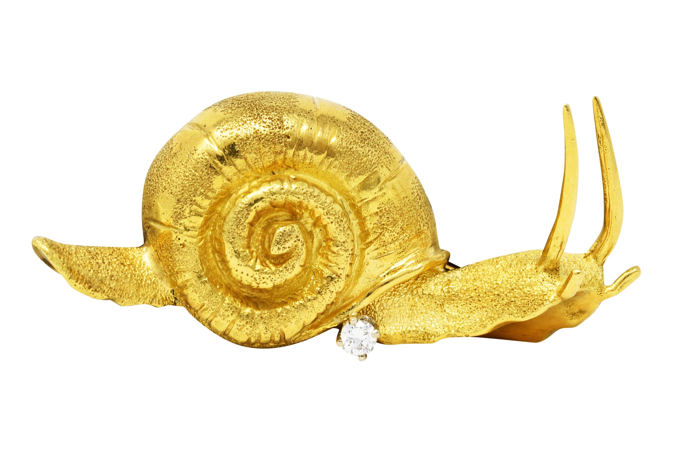 Vintage Diamond 18 Karat Yellow Gold Snail BroochBrooch - Wilson's Estate Jewelry