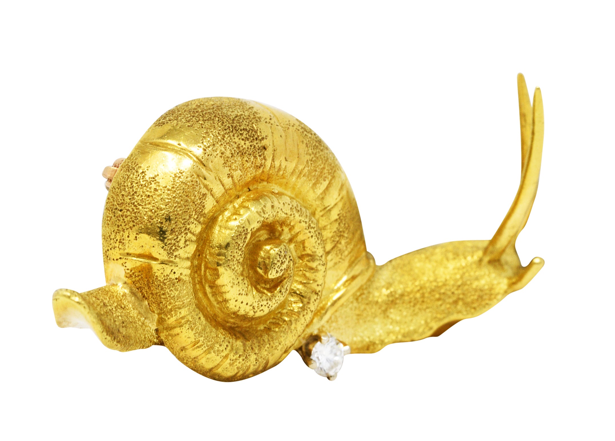 Vintage Diamond 18 Karat Yellow Gold Snail BroochBrooch - Wilson's Estate Jewelry