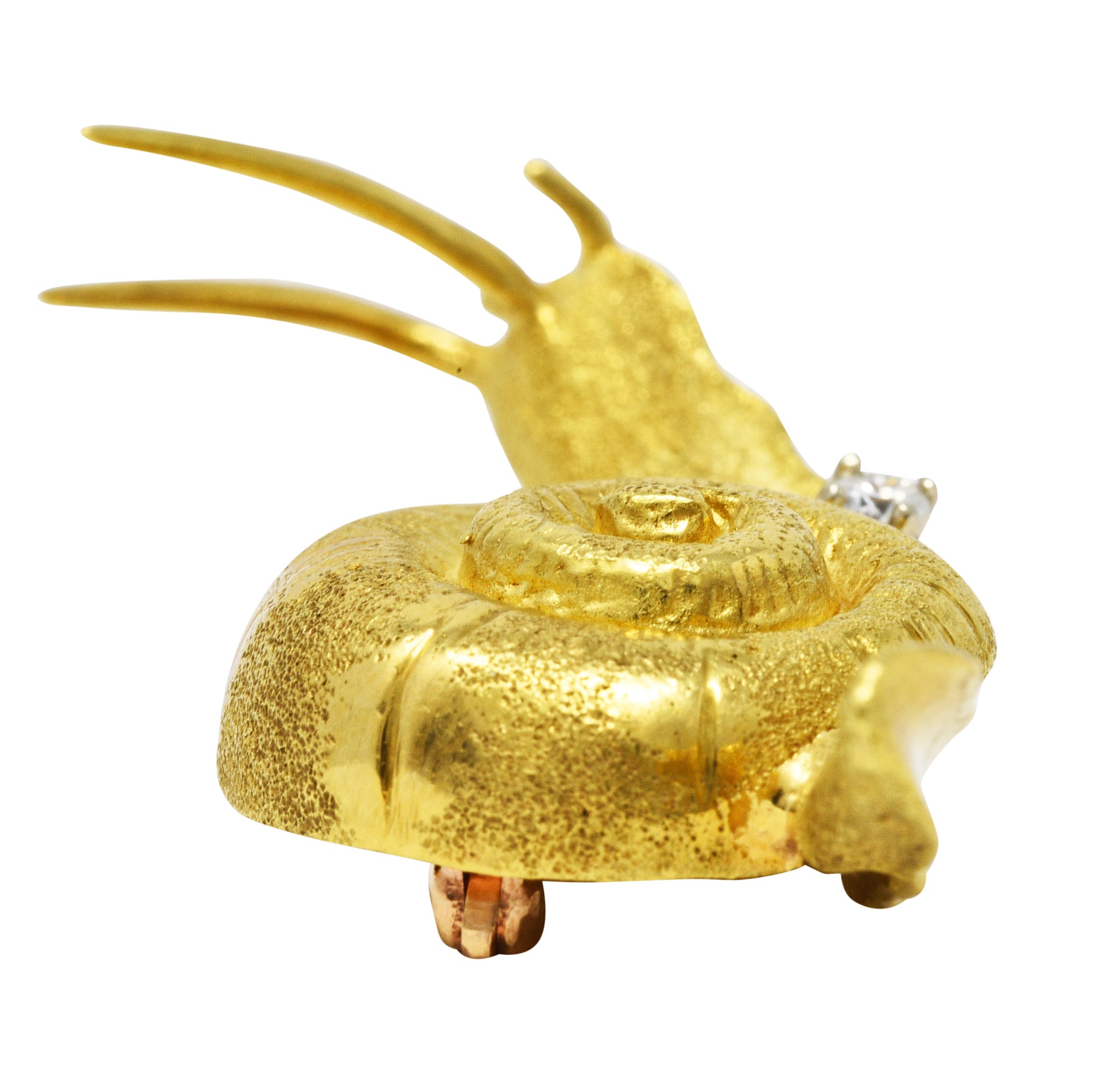 Vintage Diamond 18 Karat Yellow Gold Snail BroochBrooch - Wilson's Estate Jewelry