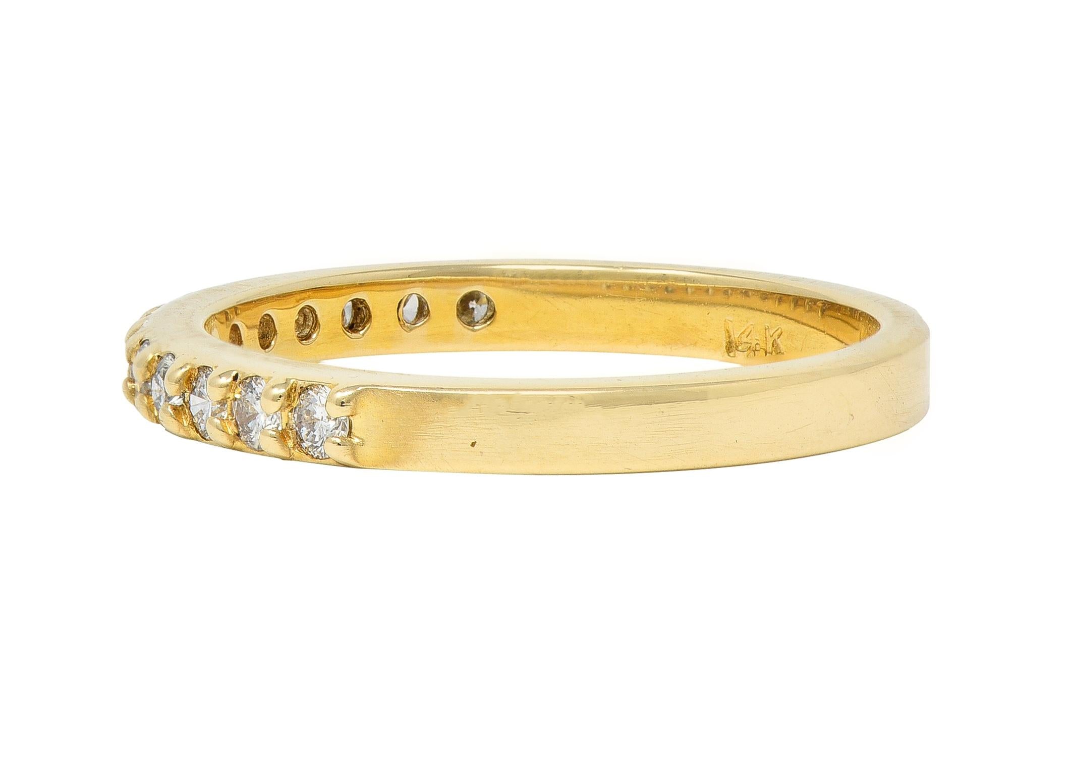 1990's Diamond 14 Karat Yellow Gold Vintage Stacking Band Ring