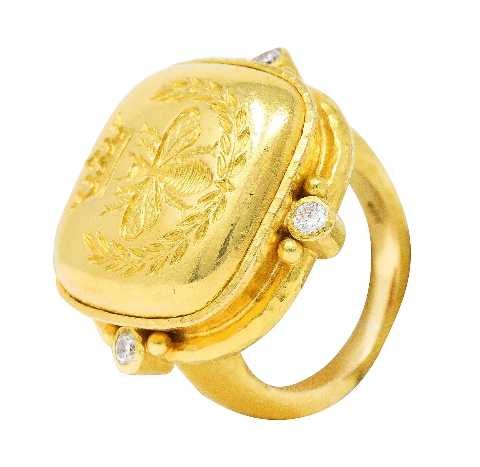 Elizabeth Locke Diamond 19 Karat Yellow Gold Queen Bee RingRing - Wilson's Estate Jewelry