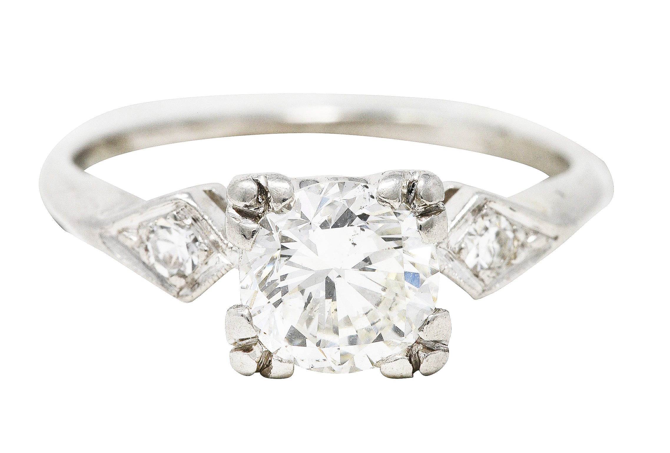 1950's Mid-Century 1.01 CTW Diamond Platinum Three Stone Engagement Ring Wilson's Estate Jewelry