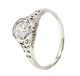 W.W. Fulmer & Co. 0.48 CTW Diamond 19 Karat White Gold Scrolled Heart Engagement Ring Wilson's Estate Jewelry
