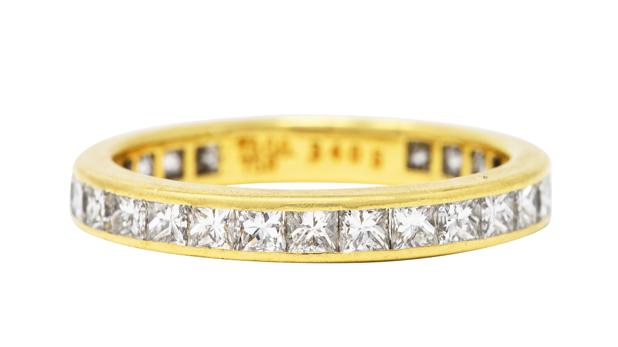 Tiffany & Co. Contemporary 1.93 CTW Princess Cut Diamond 18 Karat Yellow Gold Eternity Band Ring Wilson's Estate Jewelry