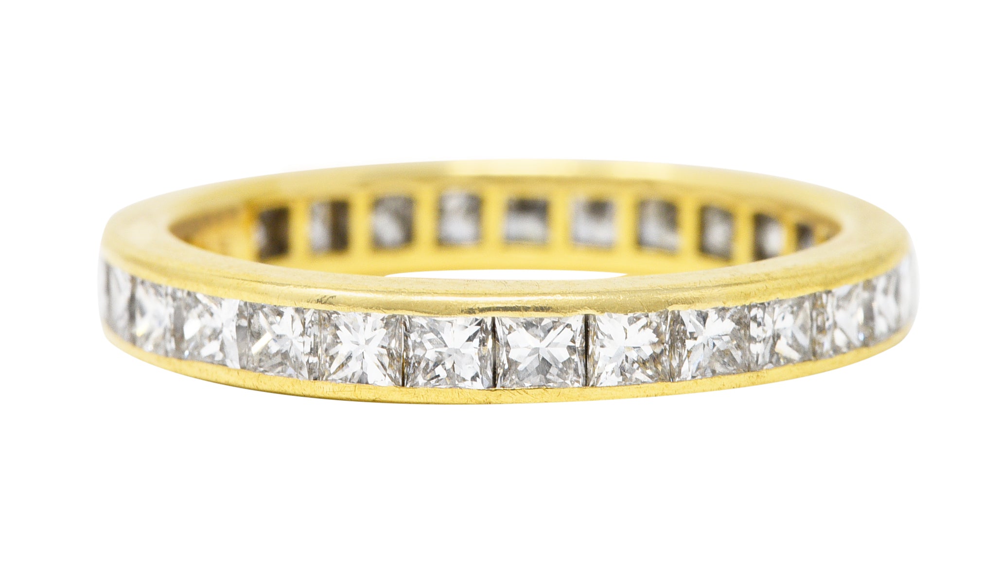 Tiffany & Co. Contemporary 1.93 CTW Princess Cut Diamond 18 Karat Yellow Gold Eternity Band Ring Wilson's Estate Jewelry