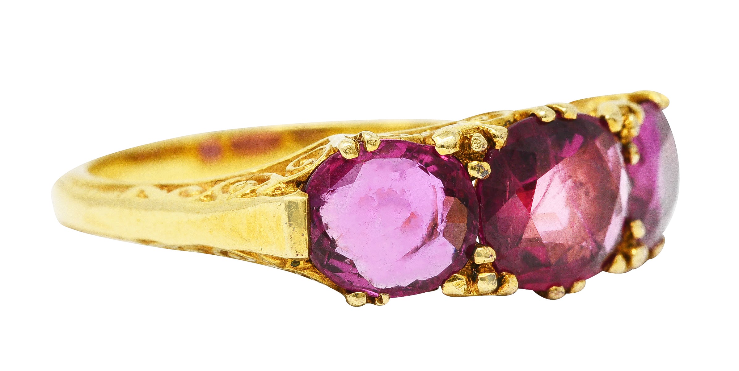 .11111 SH Victorian 2.50 CTW Ruby 18 Karat Yellow Gold Filigree Ring Wilson's Estate Jewelry