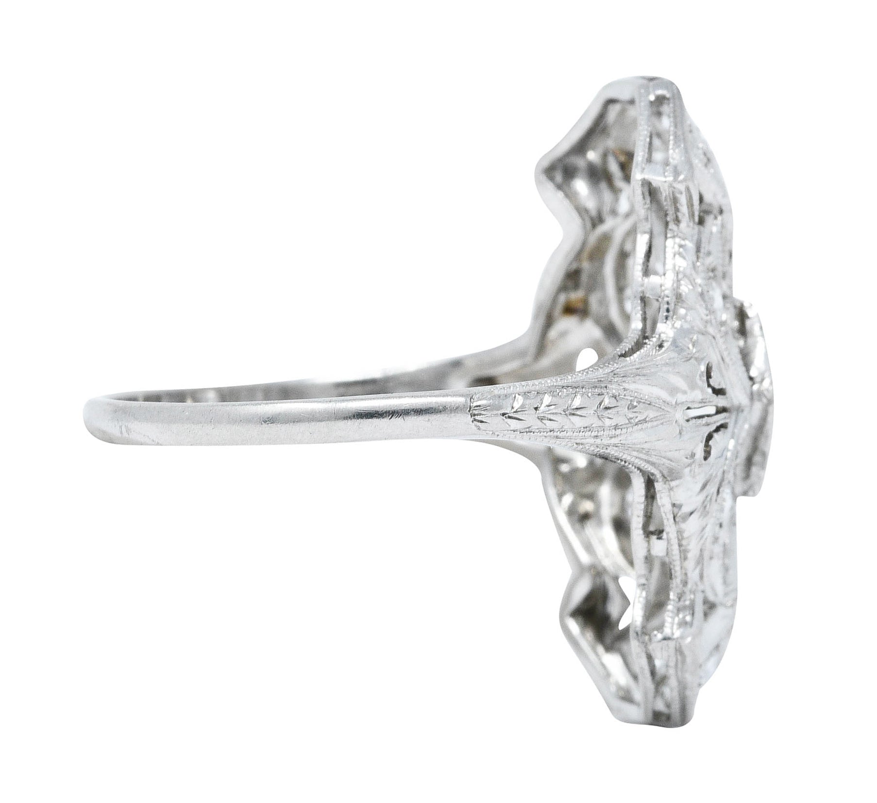 1920's Art Deco 0.85 CTW Diamond Platinum Geometric Dinner RingRing - Wilson's Estate Jewelry