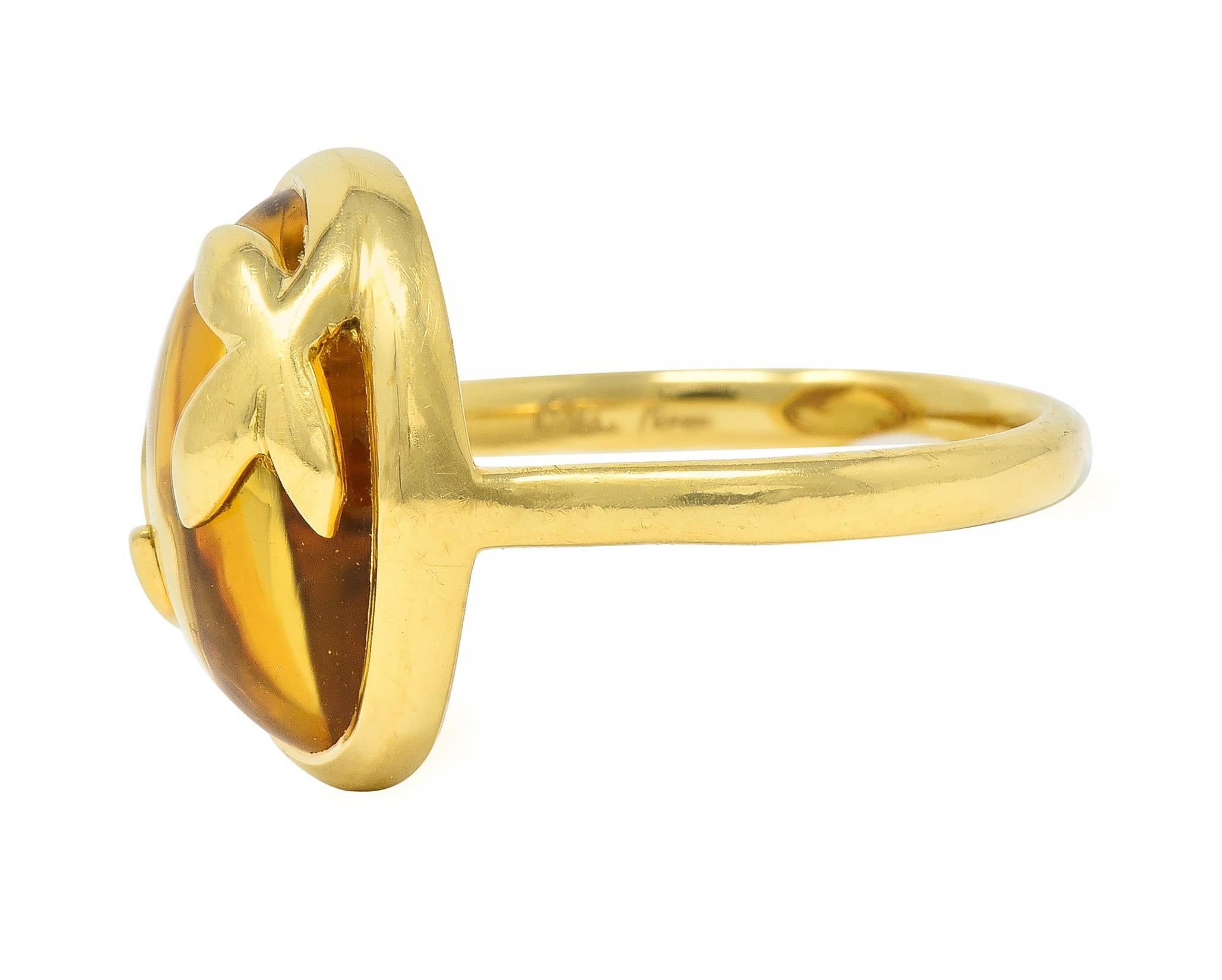 Tiffany & Co. Paloma Picasso Citrine 18 Karat Yellow Gold Olive Leaf Ring