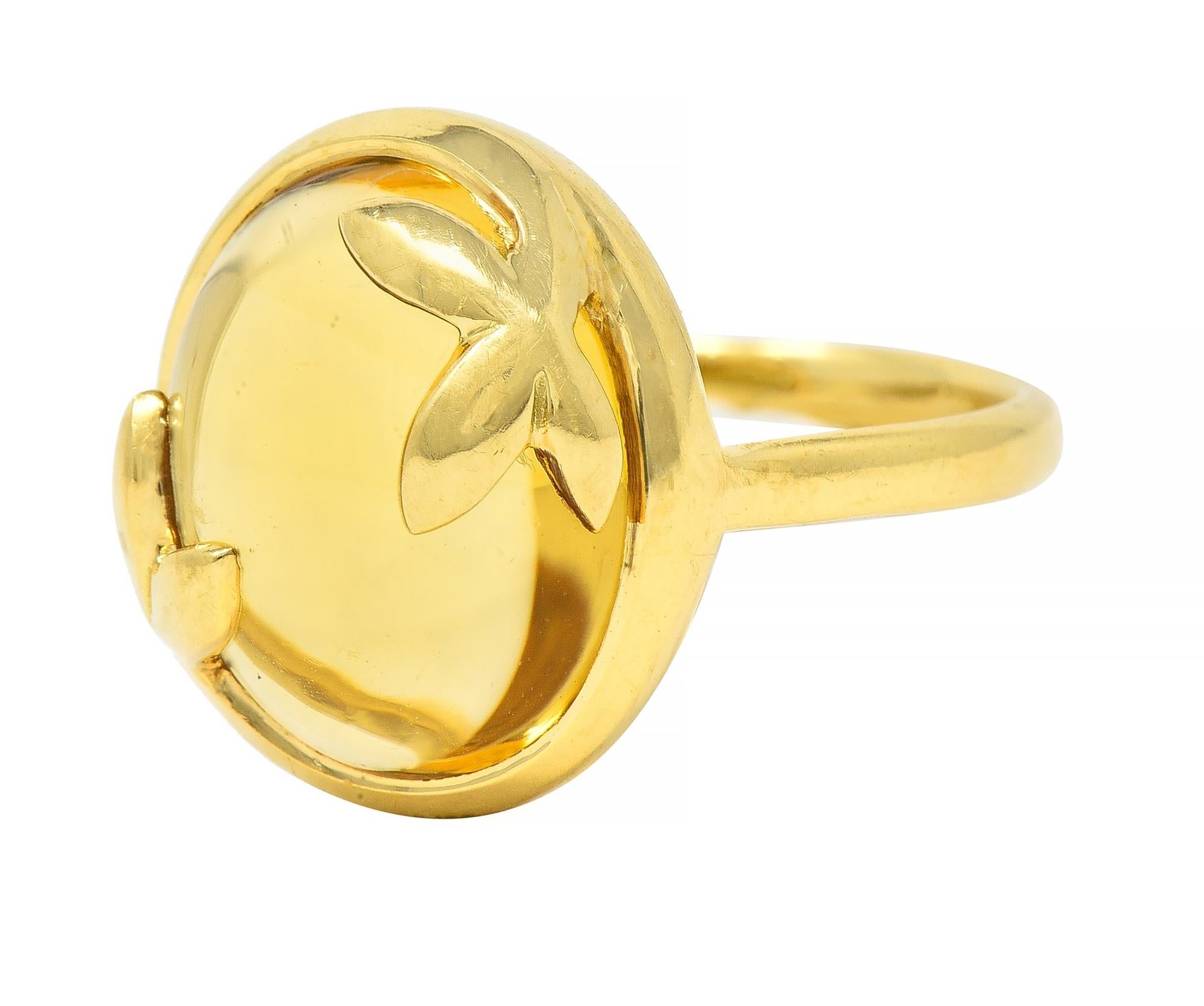 Tiffany & Co. Paloma Picasso Citrine 18 Karat Yellow Gold Olive Leaf Ring