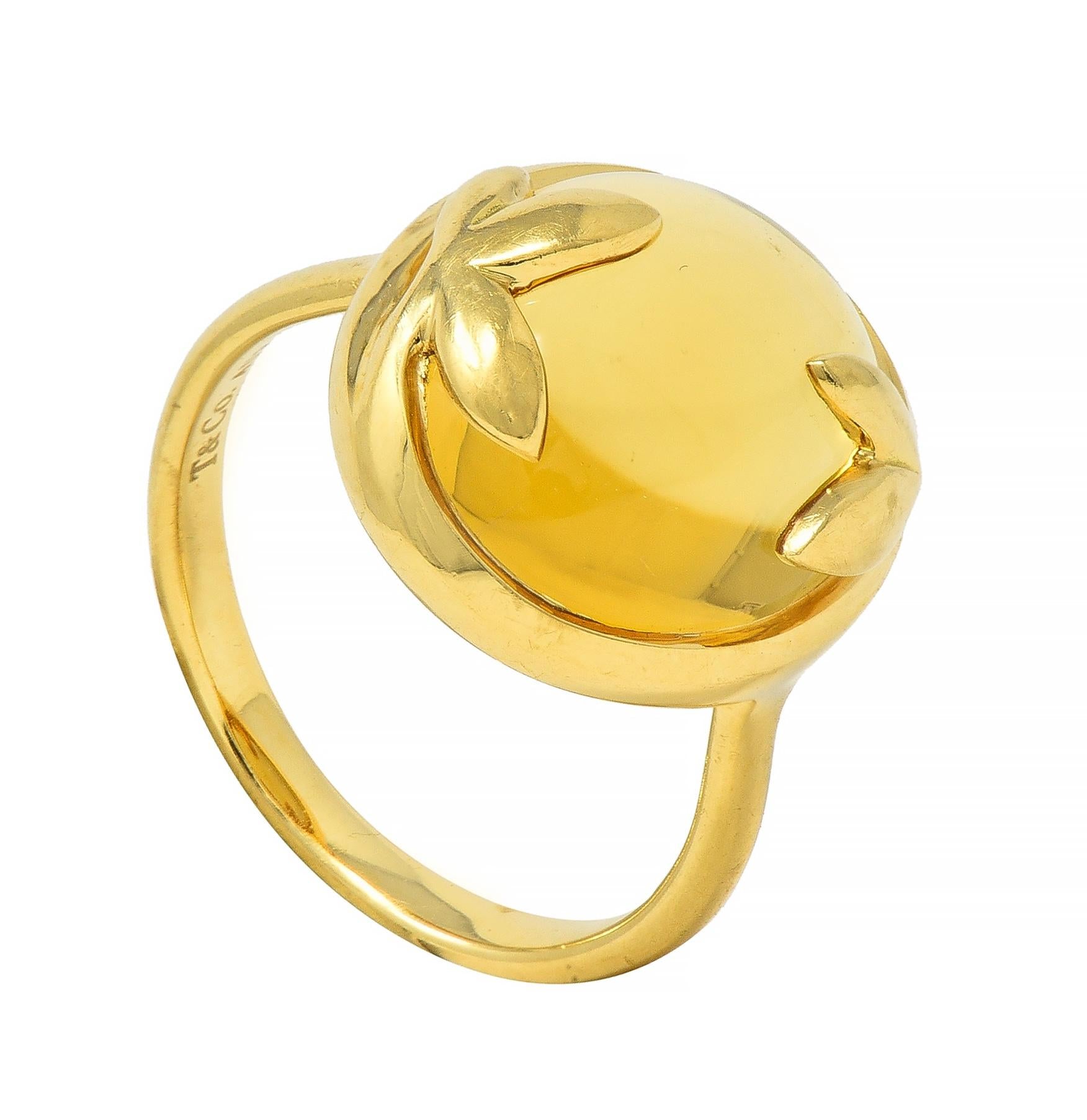 Tiffany & Co. Paloma Picasso Citrine 18 Karat Yellow Gold Olive Leaf Ring