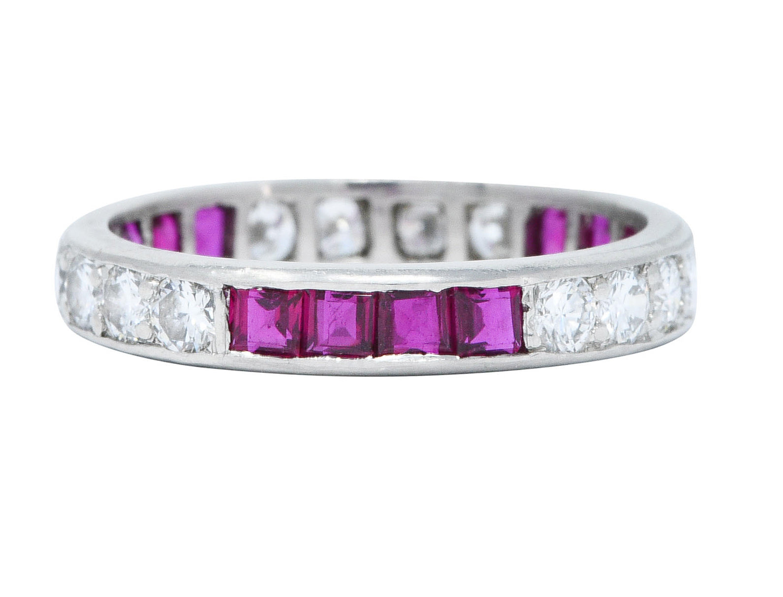 1960's Vintage 1.11 CTW Diamond Ruby Platinum Eternity Band RingRing - Wilson's Estate Jewelry