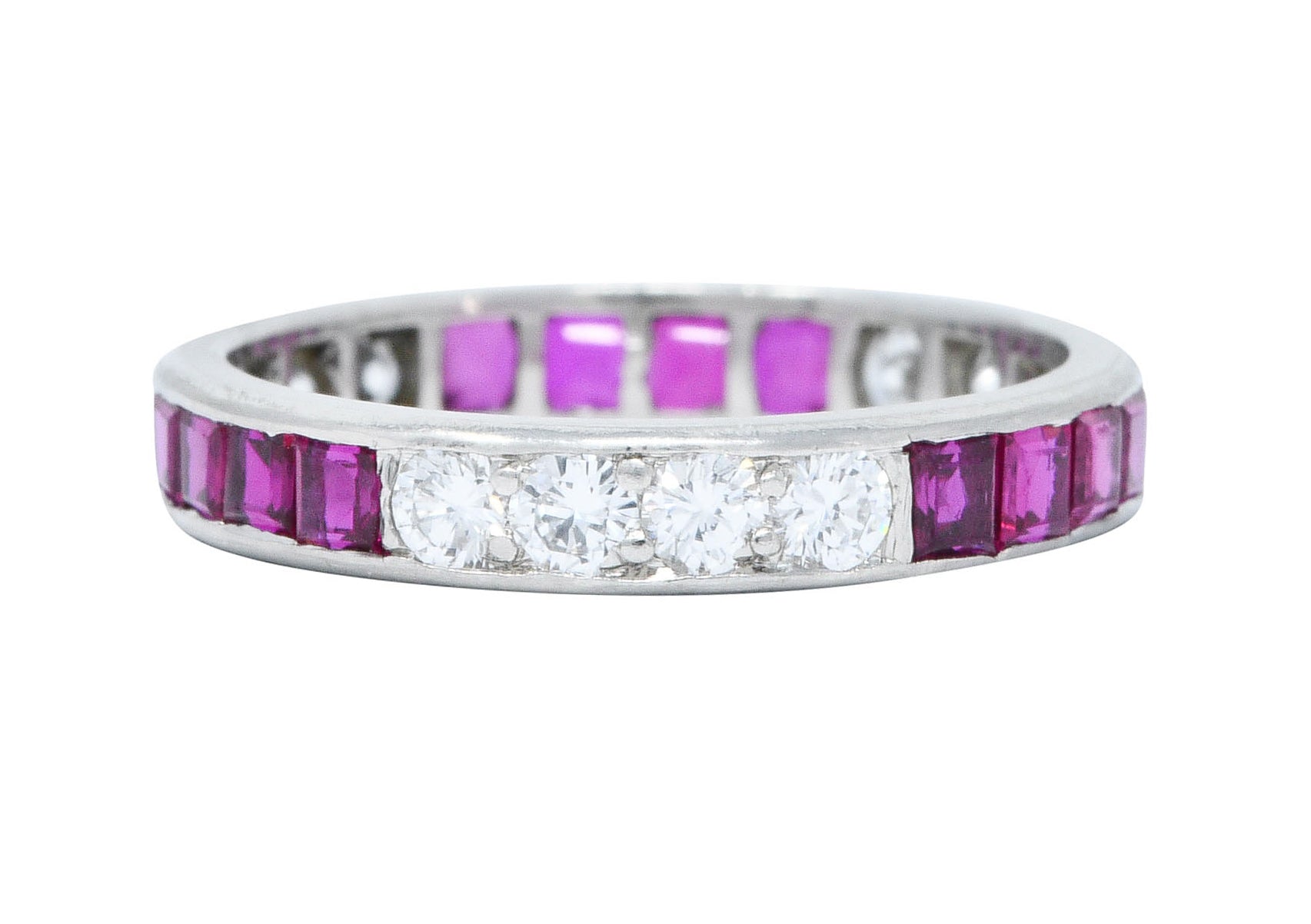 1960's Vintage 1.11 CTW Diamond Ruby Platinum Eternity Band RingRing - Wilson's Estate Jewelry