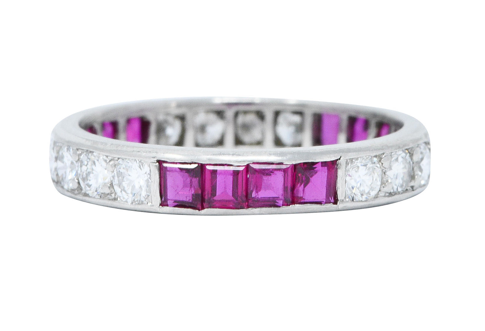 1960's Vintage 1.11 CTW Diamond Ruby Platinum Eternity Band RingRing - Wilson's Estate Jewelry