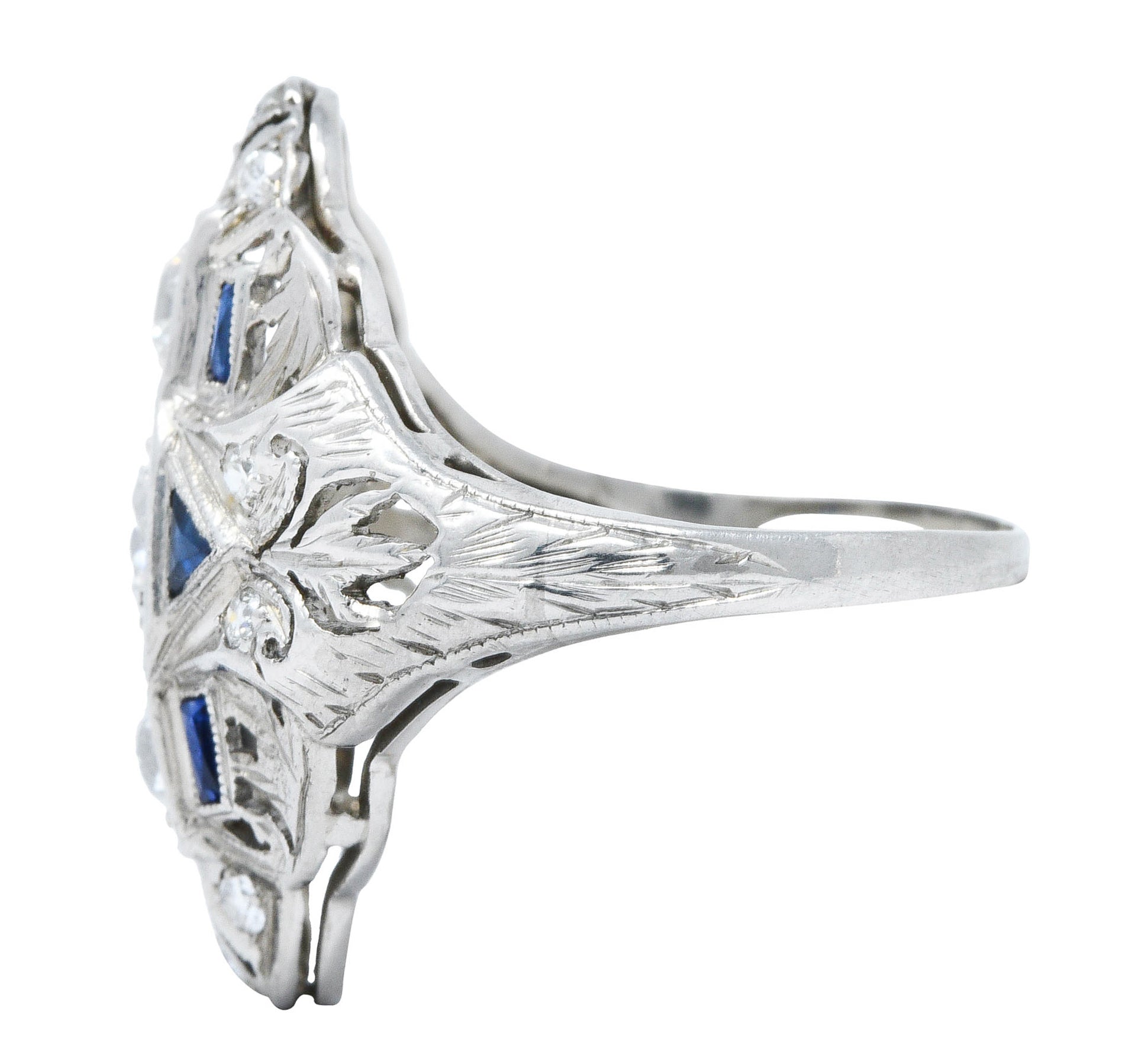 Art Deco 1.45 CTW Diamond Sapphire Platinum Dinner RingRing - Wilson's Estate Jewelry