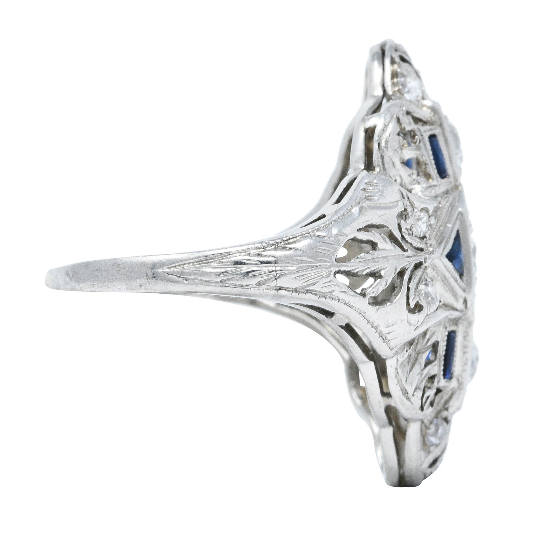 Art Deco 1.45 CTW Diamond Sapphire Platinum Dinner RingRing - Wilson's Estate Jewelry