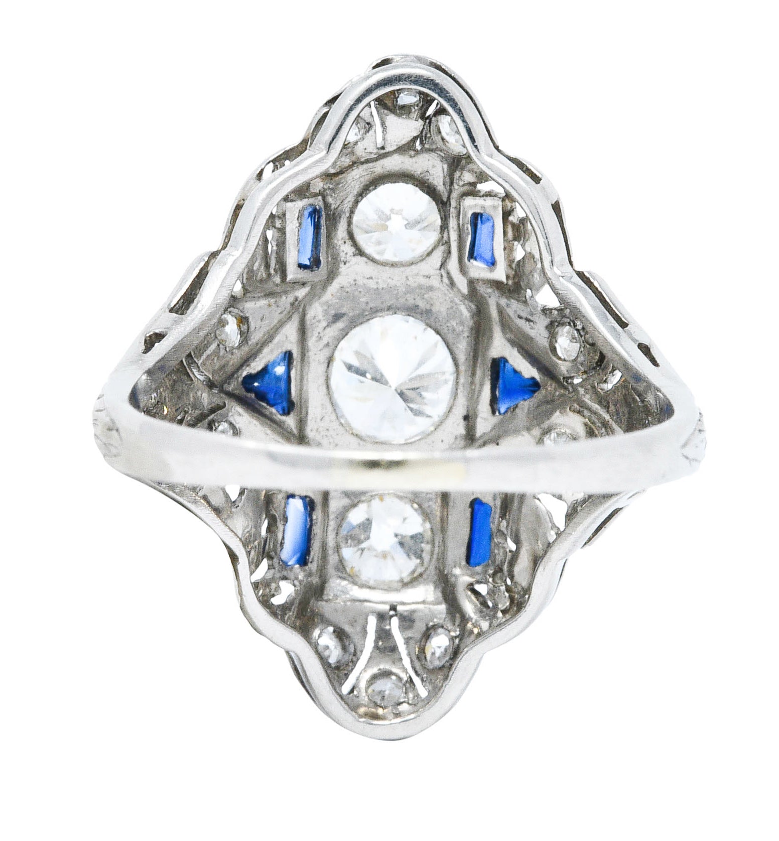 Art Deco 1.45 CTW Diamond Sapphire Platinum Dinner RingRing - Wilson's Estate Jewelry