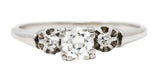 1930's Art Deco 0.44 CTW Diamond Platinum Three Stone Engagement Ring Wilson's Estate Jewelry