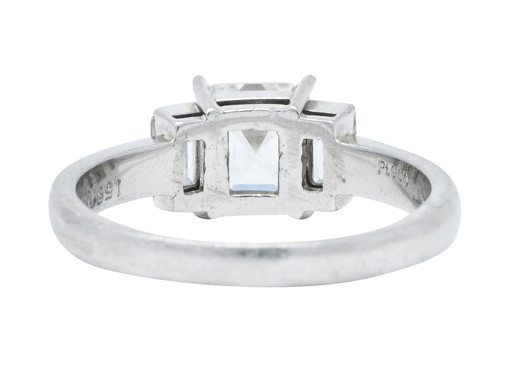 2.01 CTW Asscher Diamond Platinum Three Stone Engagement RingRing - Wilson's Estate Jewelry