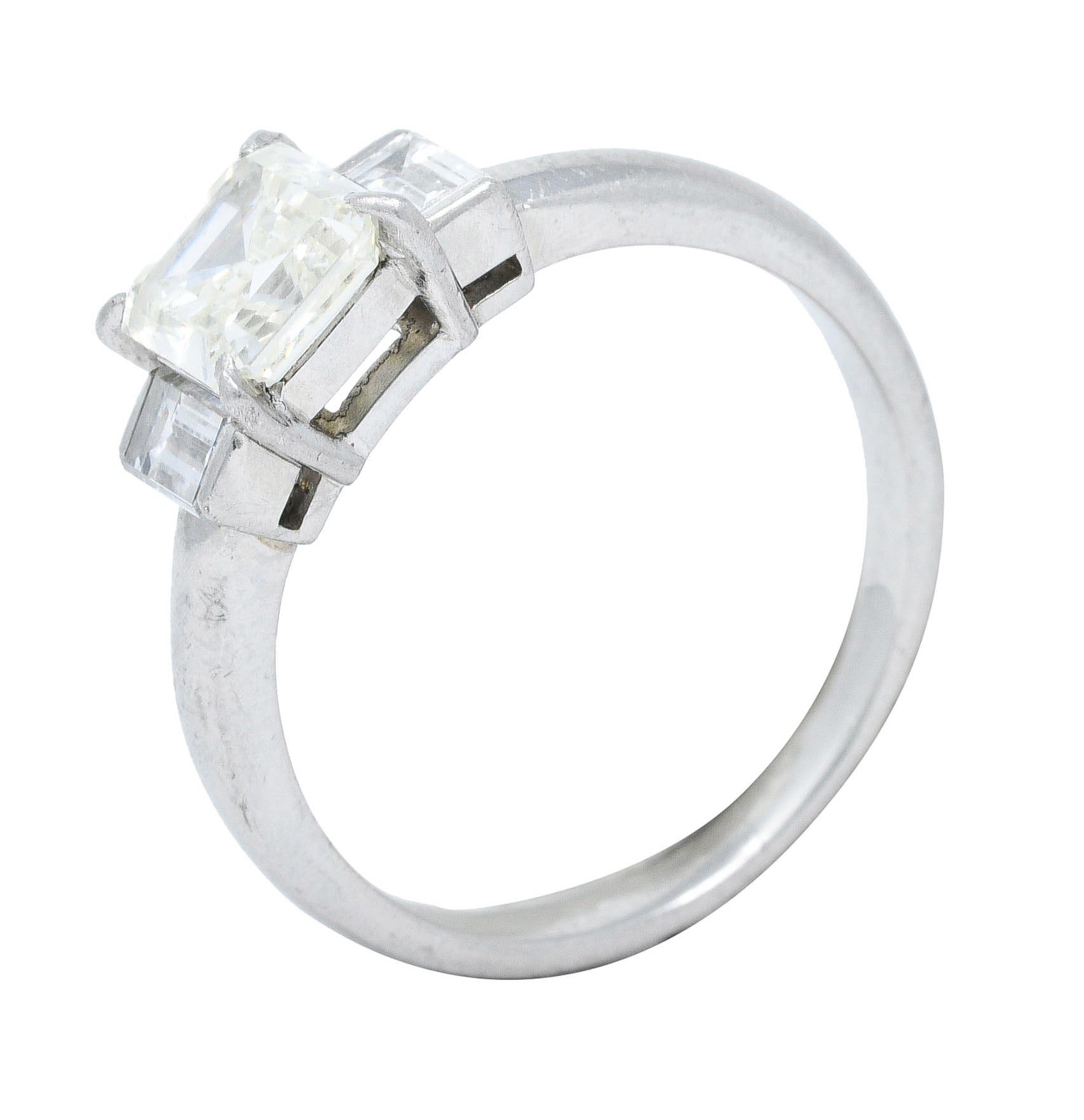 2.01 CTW Asscher Diamond Platinum Three Stone Engagement RingRing - Wilson's Estate Jewelry