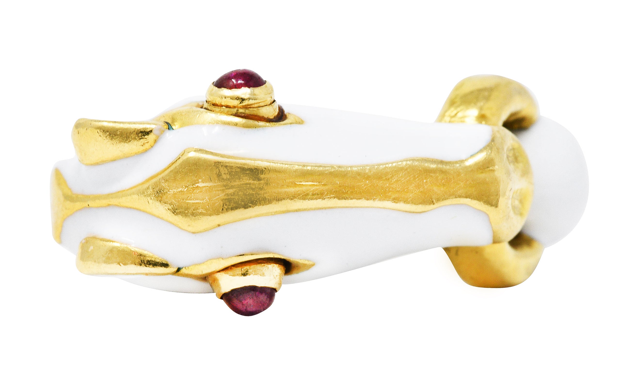 David Webb Vintage Ruby Enamel 18 Karat Gold Kingdom Horse RingRing - Wilson's Estate Jewelry