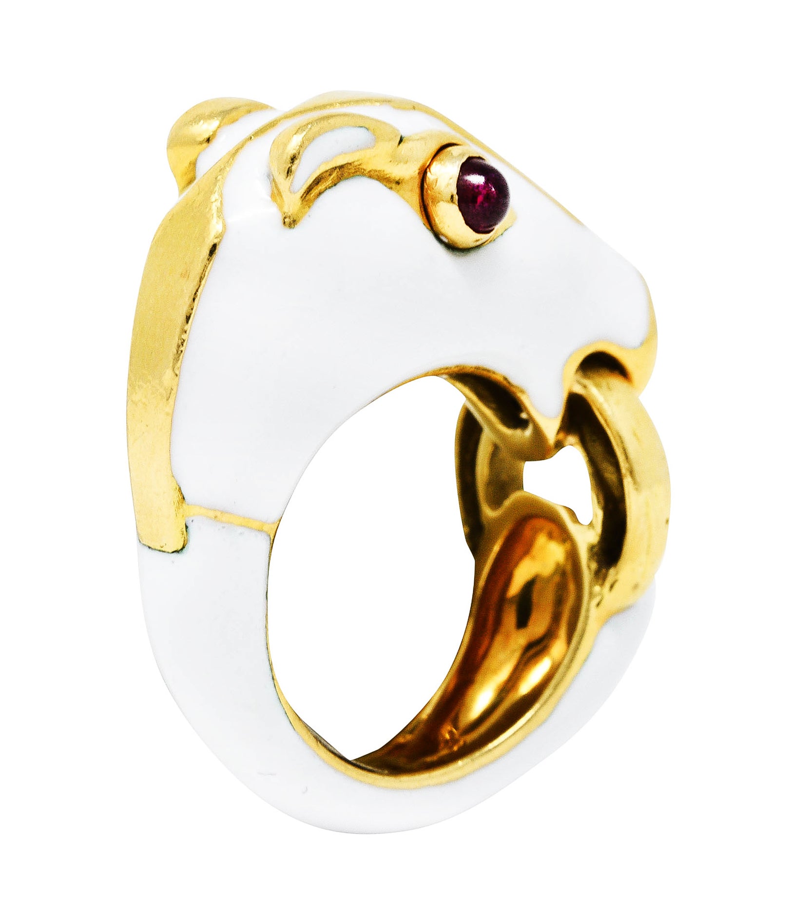 David Webb Vintage Ruby Enamel 18 Karat Gold Kingdom Horse RingRing - Wilson's Estate Jewelry