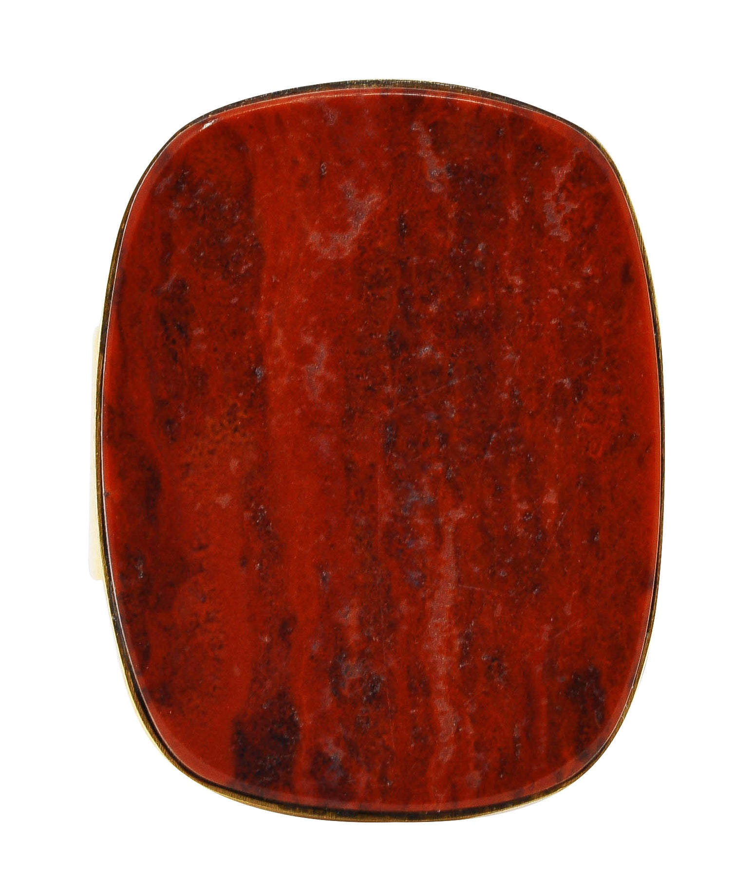 1960's Modernist Red Jasper 14 Karat Yellow Gold Vintage Signet Ring Wilson's Estate Jewelry