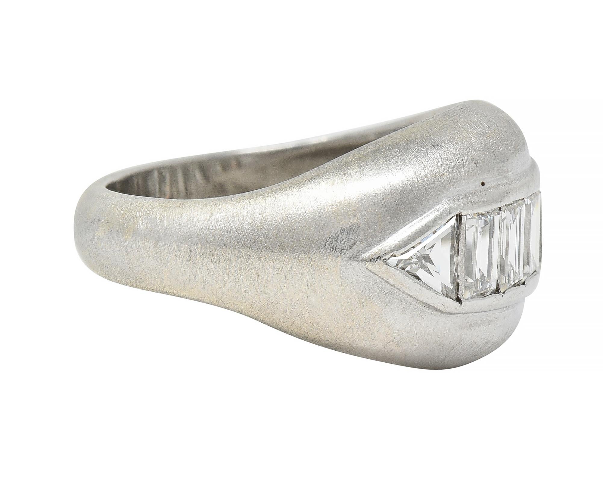 Mid-Century 1.90 CTW Diamond Platinum Vintage Channel Band Unisex Ring