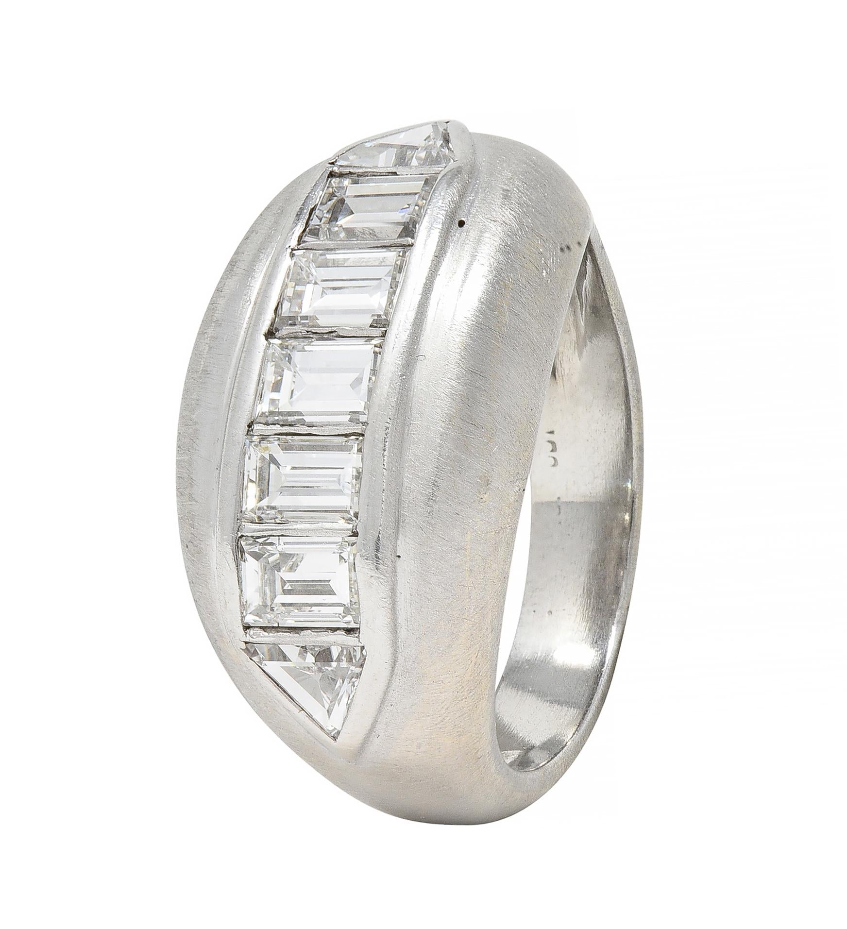 Mid-Century 1.90 CTW Diamond Platinum Vintage Channel Band Unisex Ring