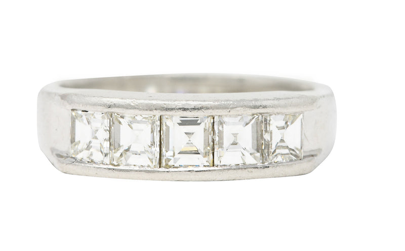 Contemporary 1.02 CTW Step Cut Diamond Platinum Channel Band Ring Wilson's Estate Jewelry