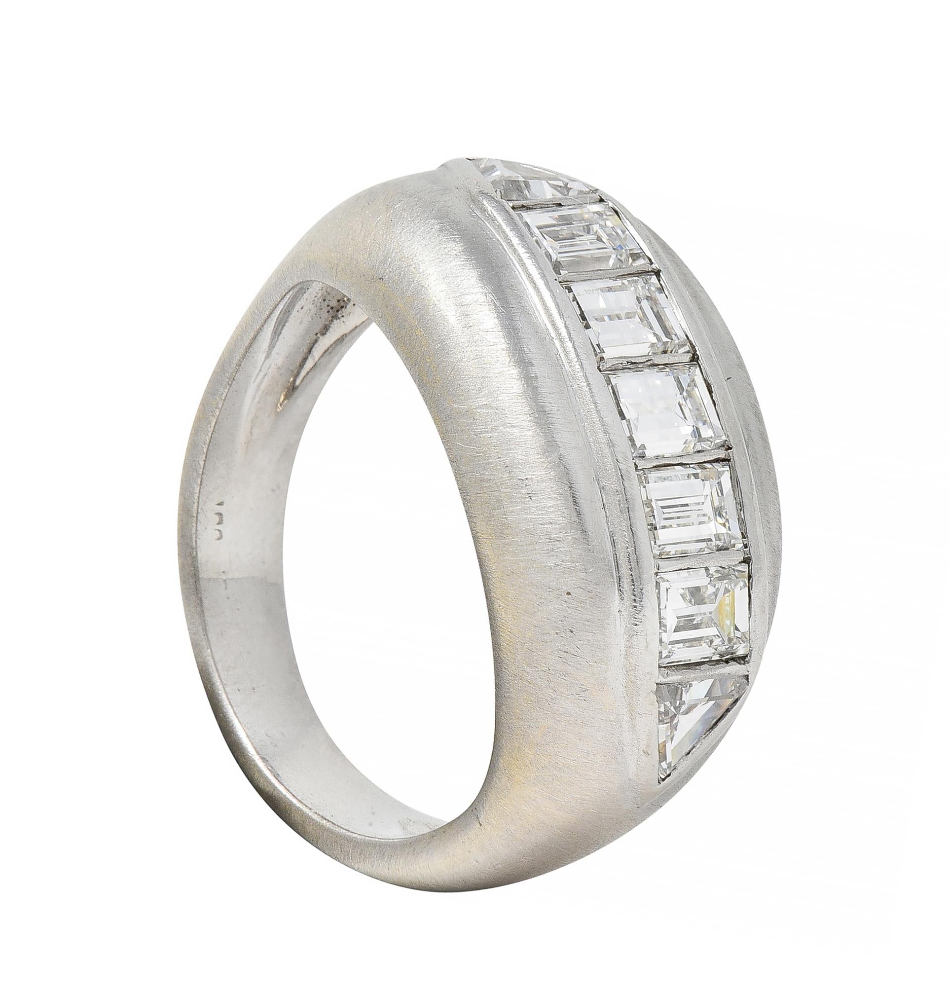 Mid-Century 1.90 CTW Diamond Platinum Vintage Channel Band Unisex Ring