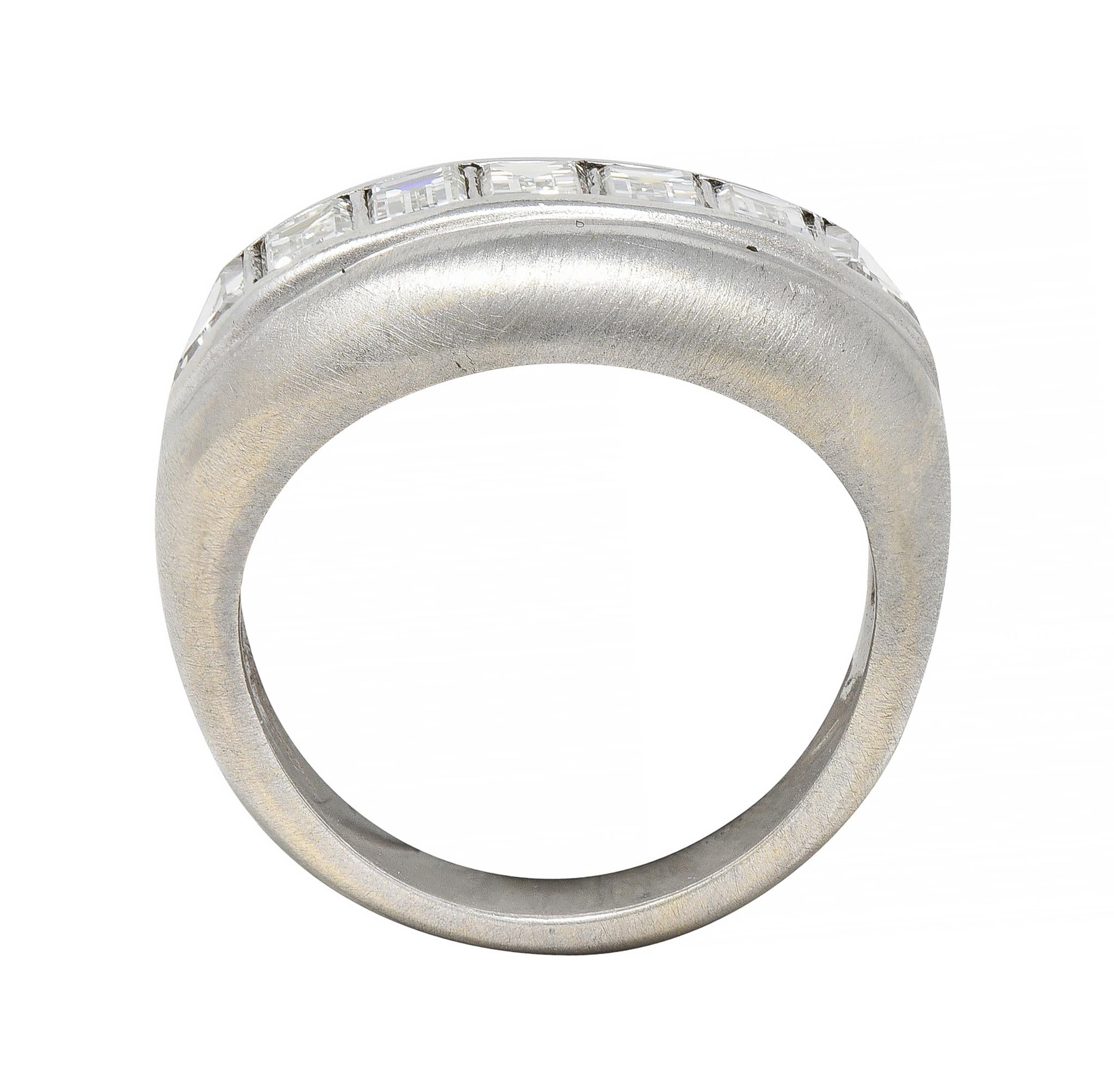 Mid-Century 1.90 CTW Diamond Platinum Vintage Channel Band Unisex Ring