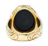 Art Nouveau Onyx Agate 14 Karat Gold Heraldry Signet RingRing - Wilson's Estate Jewelry