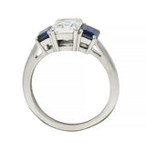 Tiffany & Co. 2.71 CTW Emerald Cut Diamond Sapphire Platinum Ring GIA