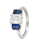 Tiffany & Co. 2.71 CTW Emerald Cut Diamond Sapphire Platinum Ring GIA