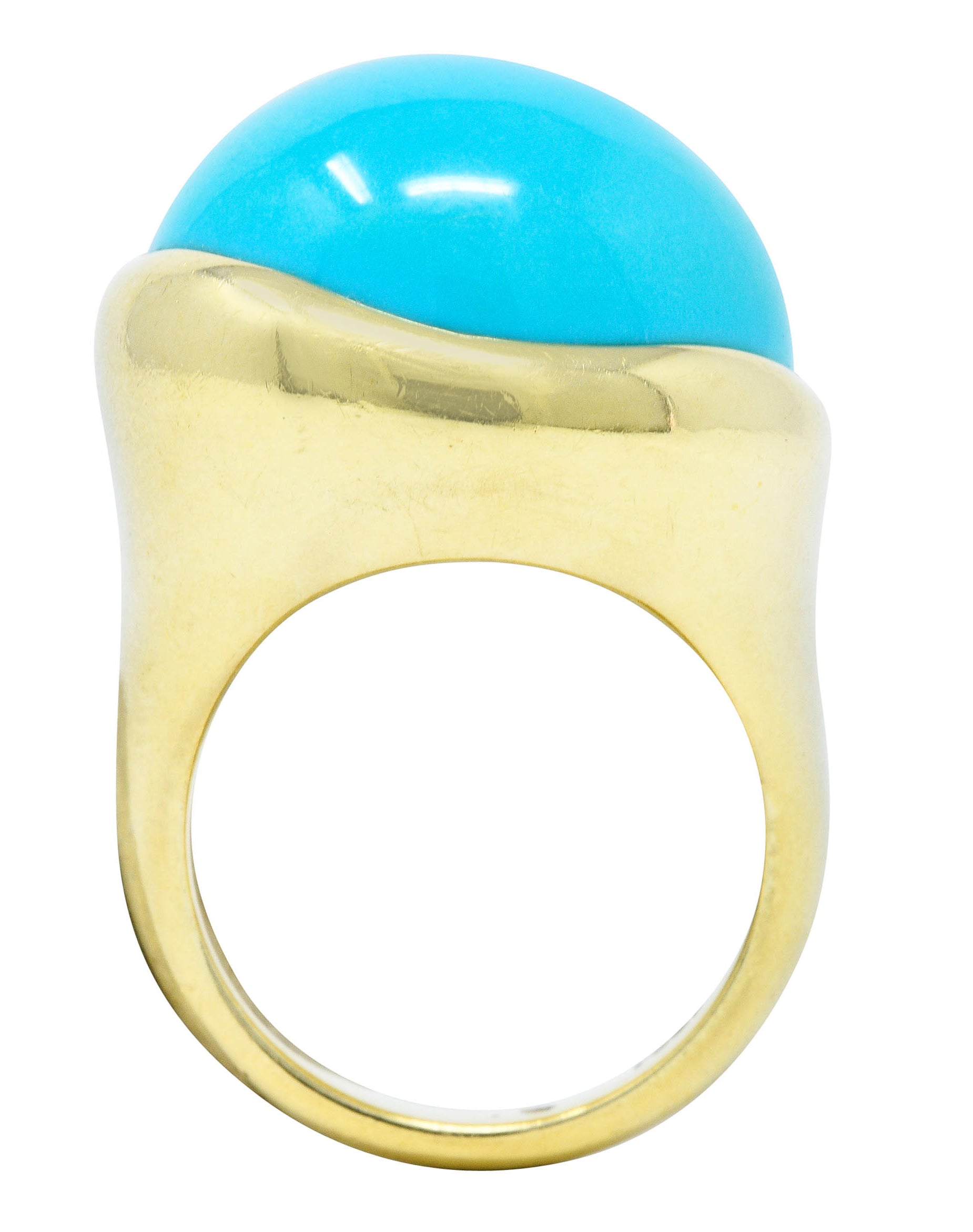 Elsa Peretti Tiffany & Co. Turquoise Cabochon 18 Karat Gold Gemstone RingRing - Wilson's Estate Jewelry