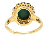 Victorian Old European Cut Diamond Turquoise 14 Karat Yellow Gold Antique Cluster Ring Wilson's Estate Jewelry