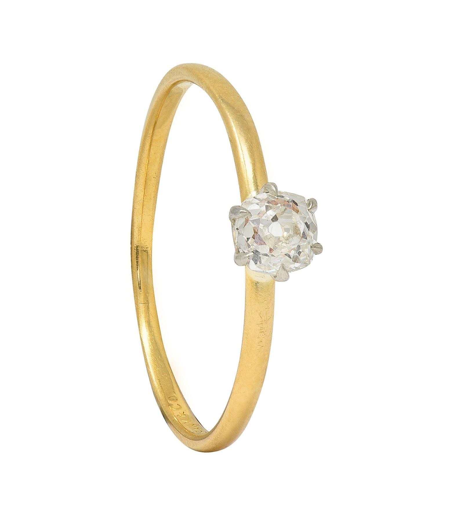 Tiffany & Co. Victorian Old Mine Diamond 18 Karat Two-Tone Gold Engagement Ring