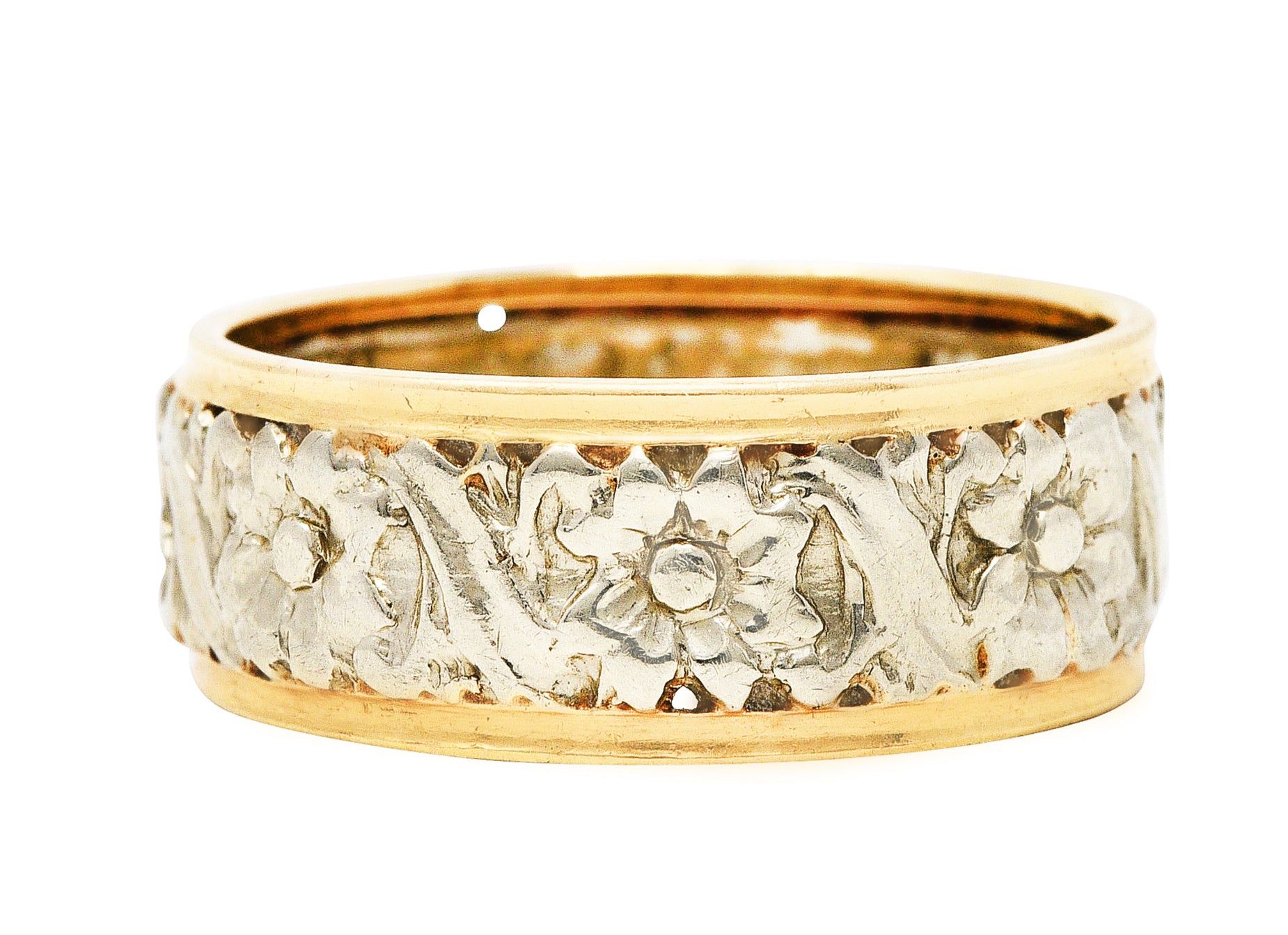 Art Nouveau Two-Tone 14 Karat Gold Floral Band RingRing - Wilson's Estate Jewelry