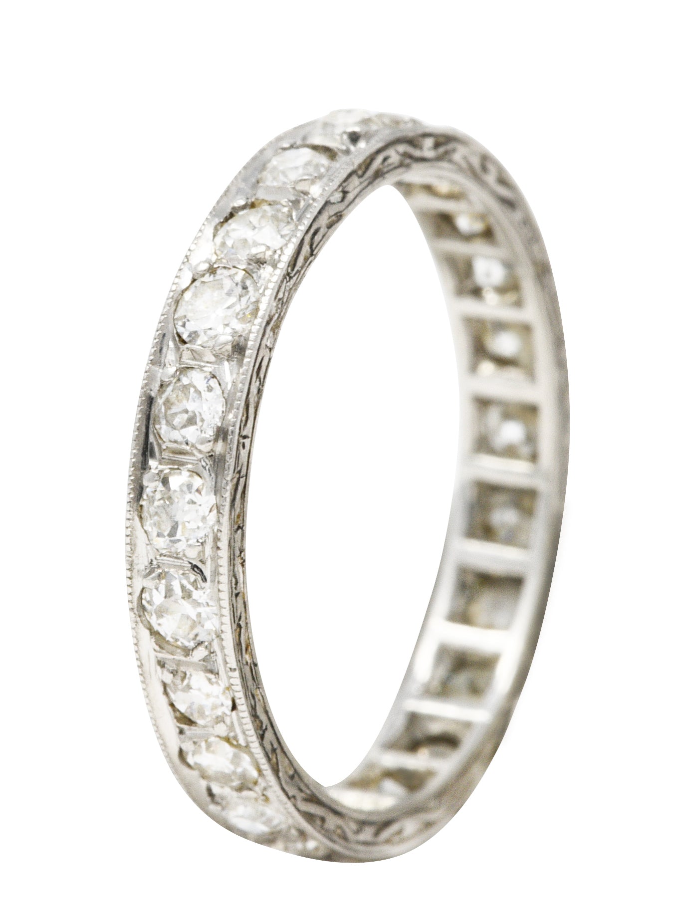 Art Deco Old European 1.15 CTW Diamond Platinum Garland Eternity Wedding Band Ring Wilson's Estate Jewelry