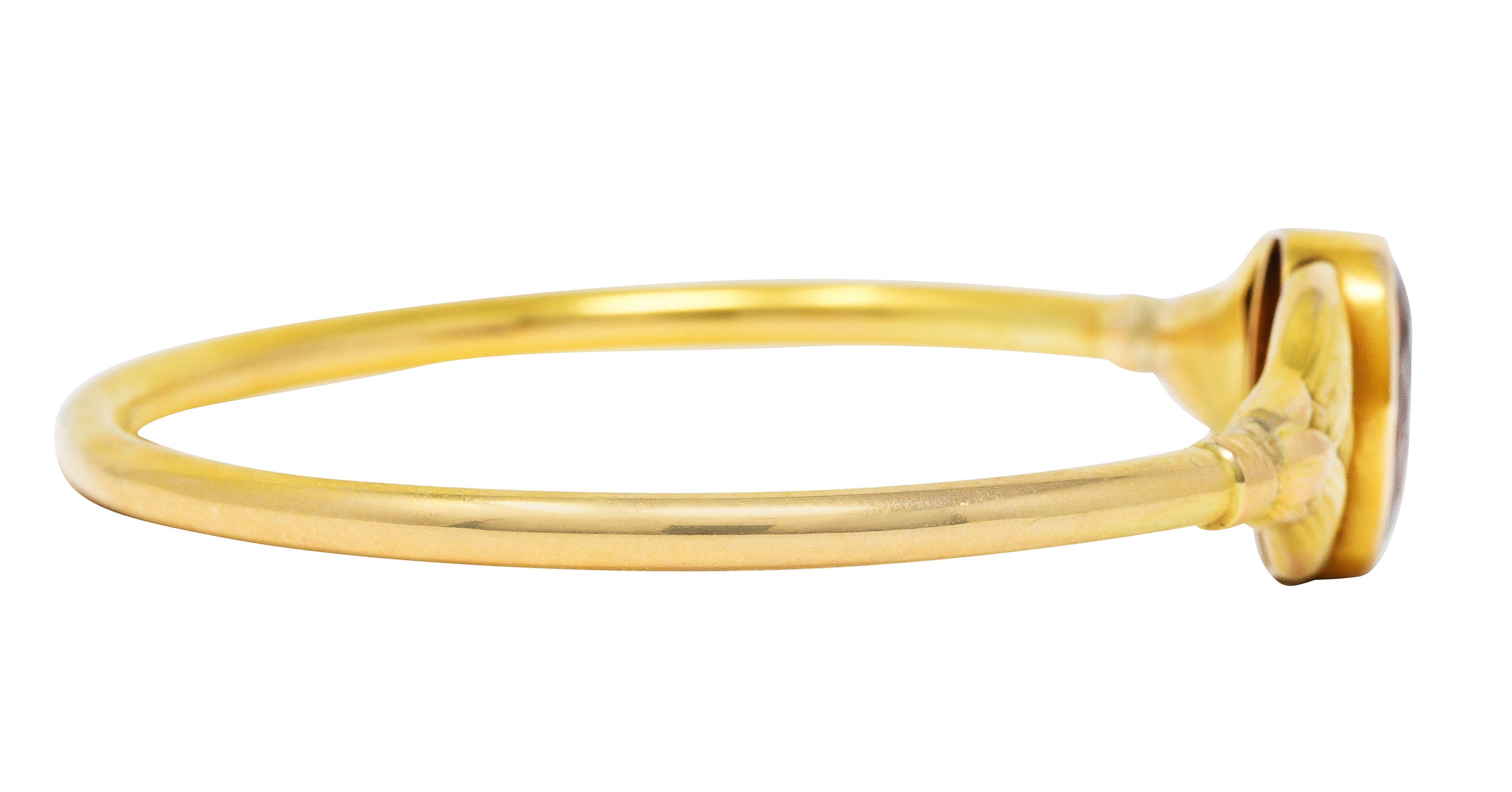 Sloan & Co. Citrine 14 Karat Gold Egyptian Revival Nouveau Bangle Braceletbracelet - Wilson's Estate Jewelry