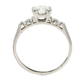 Late Art Deco 0.96 CTW Transitional Cut Diamond Platinum Five Stone Engagement Ring Wilson's Estate Jewelry