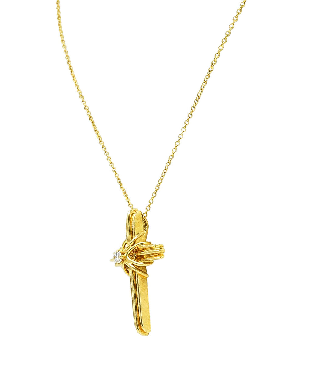 Vintage Tiffany & Co. Diamond 18 Karat Gold Cross Signature X Pendant NecklaceNecklace - Wilson's Estate Jewelry