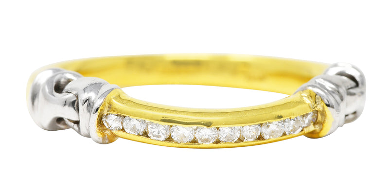 Diamond 18 Karat Two-Tone Gold Channel Band Vintage Ring Wilson's Estate Jewelry
