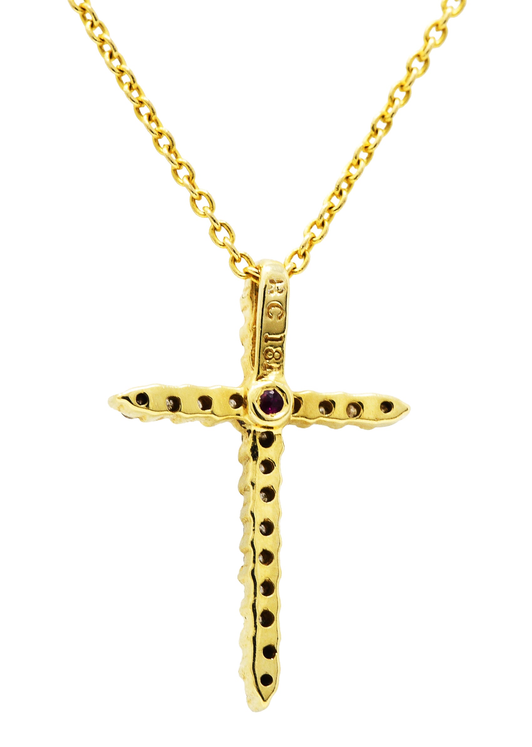 Roberto Coin Diamond 18 Karat Gold Cross Pendant NecklaceNecklace - Wilson's Estate Jewelry