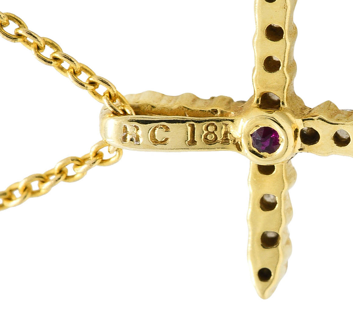 Roberto Coin Diamond 18 Karat Gold Cross Pendant NecklaceNecklace - Wilson's Estate Jewelry