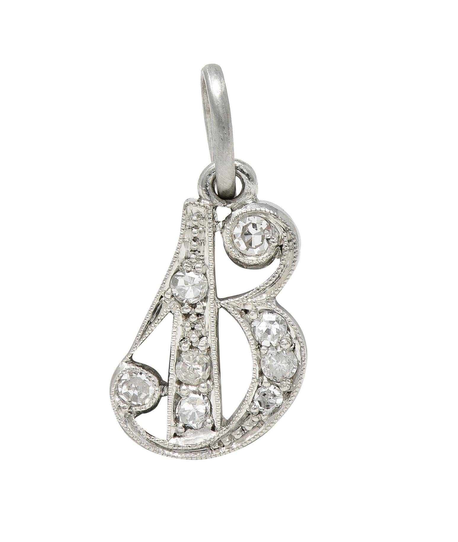 Art Deco Diamond Platinum Letter B Vintage Charm